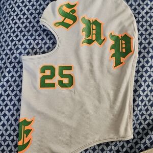 SUPREME - Gray Balaclava with Green and Orange Lettering (OLD ENGLISH)